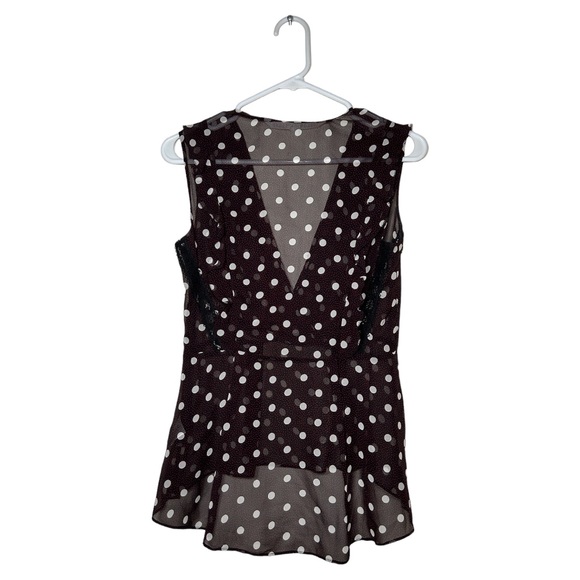 Veronica Beard Elle Polka-Dot 100% Silk Chiffon Top Black/Red/Cream Size 0 - Picture 6 of 16